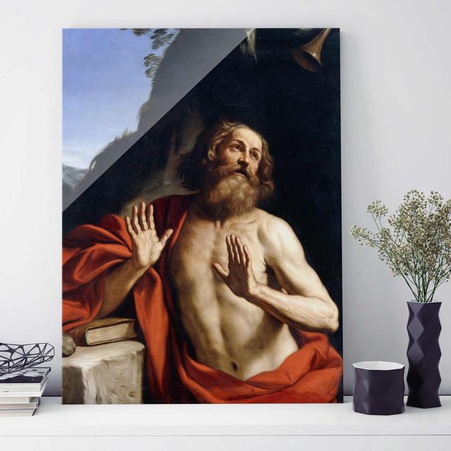 Glasbild Saint jerome in the Desert Guercino East Urban Home Größe: 100 cm H x 75 cm B x 0,4 cm T on Productcaster.