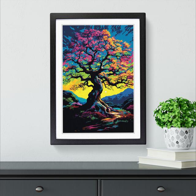 Oak Tree Pop - Single Picture Frame Print on Wood Marlow Home Co. Format: Black, Size: 46cm H x 34cm W x 2cm D on Productcaster.