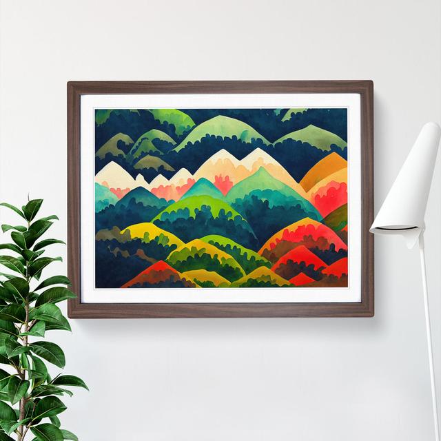 Abstract Mountain Range - Picture Frame Graphic Art Alpen Home Size: 25cm H x 34cm W x 2cm D, Frame Colour: Walnut on Productcaster.