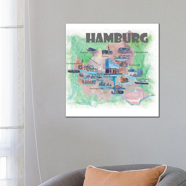 Hamburg, Germany Travel Poster Happy Larry Size: 66.04cm H x 66.04cm W x 3.81cm D on Productcaster.