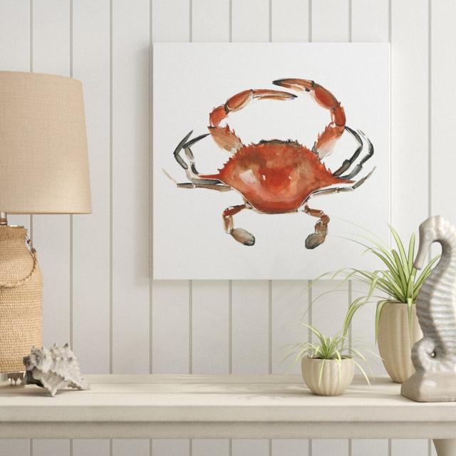 Watercolor Crab I by Emma Scarvey - Wrapped Canvas Painting Blue Elephant Size: 51cm H x 51cm W on Productcaster.