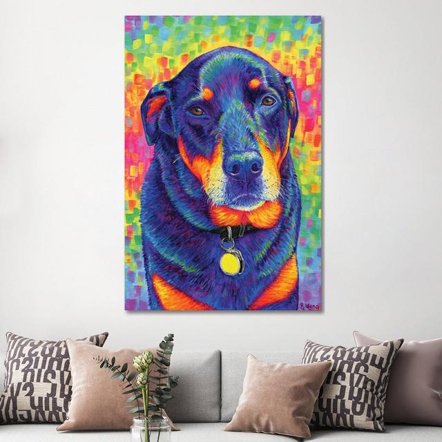 Rainbow Rottweiler by Jonathan Ross - Wrapped Canvas Gallery-Wrapped Canvas Giclée ClassicLiving Size: 152.4cm H x 101.6cm W x 3.81cm D on Productcaster.