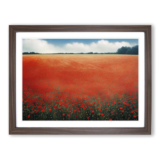 Legendary Poppy Field Flowers - Picture Frame Graphic Art 17 Stories Size: 25cm H x 34cm W x 2cm D, Frame Colour: Walnut Framed on Productcaster.