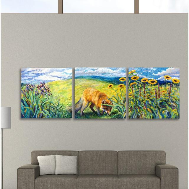 'Foxy (Triptych)' by Iris Scott Acrylic Painting Print on Wrapped Canvas East Urban Home Size: 40.64cm H x 121.92cm W on Productcaster.