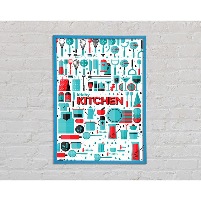 Kitchy Framed Print Wall Art Brayden Studio Format: Blue Framed Paper, Size: 29.7cm H x 21cm W x 2cm D on Productcaster.