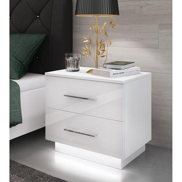 Varonique 2 Drawer Bedside Table Ivy Bronx Colour: White on Productcaster.