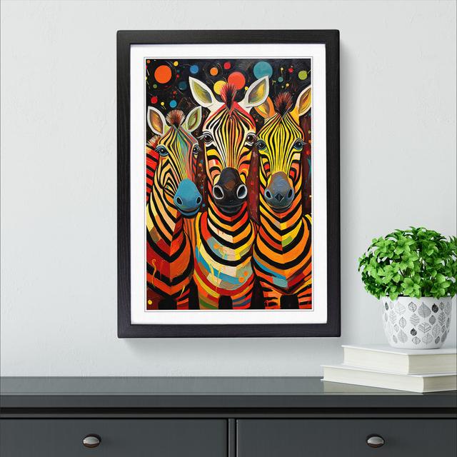 Zebra Expressionism No.2 - Single Picture Frame Print on Wood Latitude Vive Size: 64cm H x 46cm W x 2cm D, Frame Colour: Black on Productcaster.