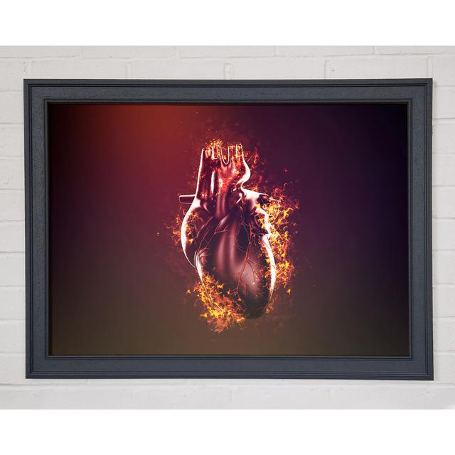 Flaming Heart - Single Picture Frame Art Prints Happy Larry Size: 59.7cm H x 84.1cm W on Productcaster.