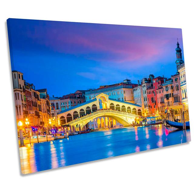 Rialto Bridge Venice Italy - Wrapped Canvas Print Ebern Designs Size: 40.6cm H x 61cm W on Productcaster.