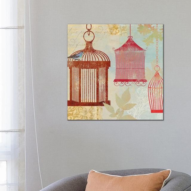 Bird on a Cage II by Aimee Wilson - Wrapped Canvas Graphic Art Fleur De Lis Living Size: 66.04cm H x 66.04cm W x 1.91cm D on Productcaster.