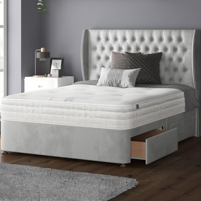 Mandalay Divan Bed Base Rosdorf Park Colour: Silver, Storage Type: 2 Right Drawers, Size: Single on Productcaster.