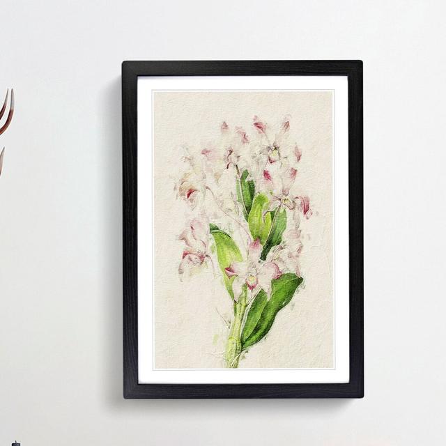 Illustration of Pink Dendrobium Orchids - Picture Frame Painting Print East Urban Home Frame Option: Black Framed, Size: 65cm H x 48cm W x 2cm D on Productcaster.