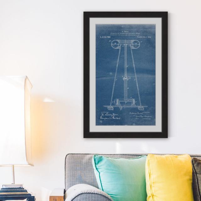 'Tesla Coil 1914 Blueprint' by Steve King Framed Graphic Art East Urban Home Size: 61cm H x 41cm W x 3.81cm D on Productcaster.