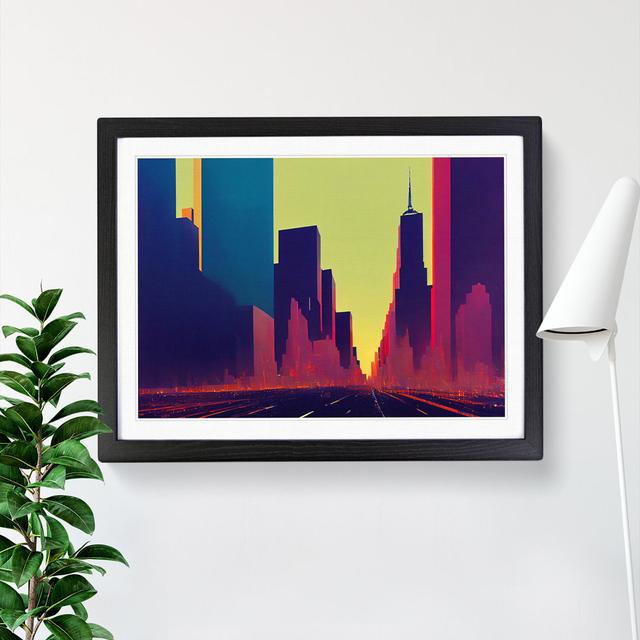 Cyberpunk New York Skyline Vol.3 - Single Picture Frame Print 17 Stories Size: 25cm H x 34cm W x 2cm D, Frame Colour: Black on Productcaster.