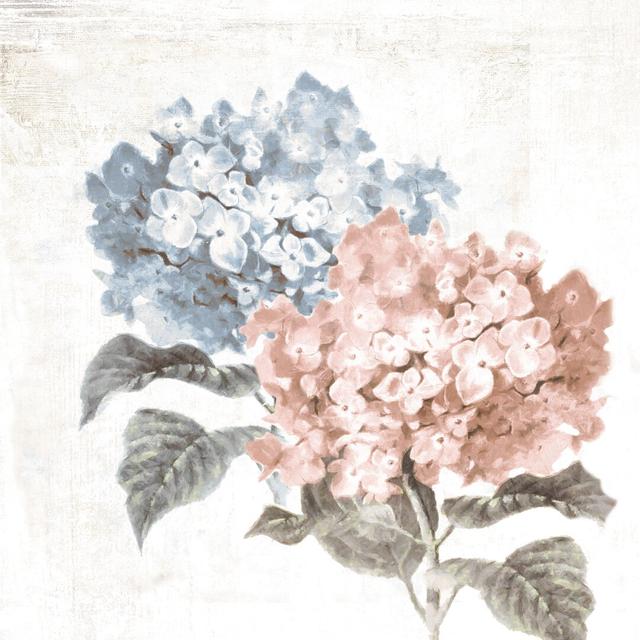 Blush and Blue Hydrangea - Wrapped Canvas Painting Print Fleur De Lis Living Size: 51cm H x 51cm W x 3.8cm D on Productcaster.