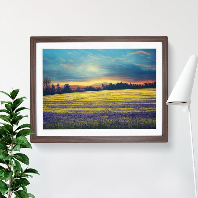 Entrancing Bluebell Field Sunrise - Single Picture Frame Print ClassicLiving Size: 46cm H x 64cm W, Frame Colour: Walnut on Productcaster.