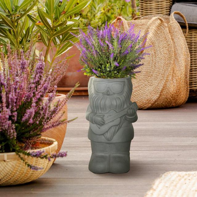 Gnome With A Guitar Oval Plant Pot L23 W21 H39 Cm, 6.8 Liters Idealist on Productcaster.