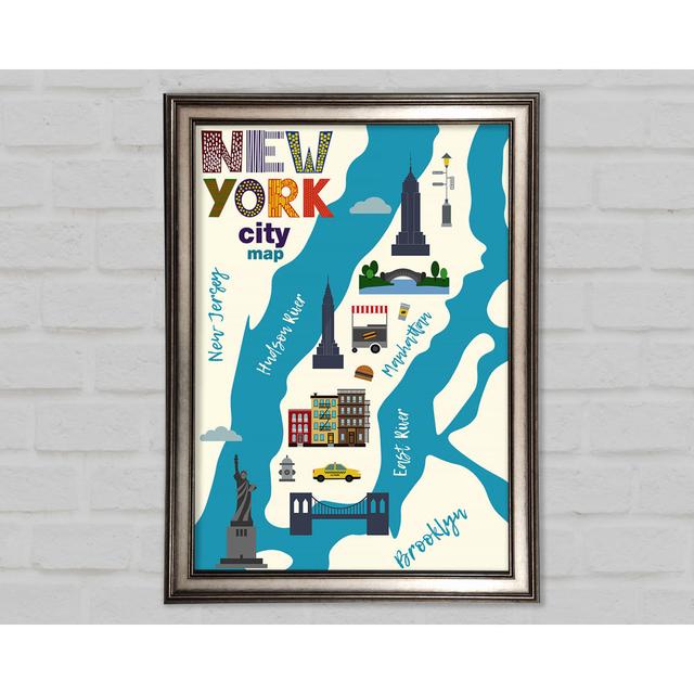 NYC Map - Single Picture Frame Art Prints Williston Forge Size: 118.9cm H x 84.1cm W x 1.5cm D on Productcaster.