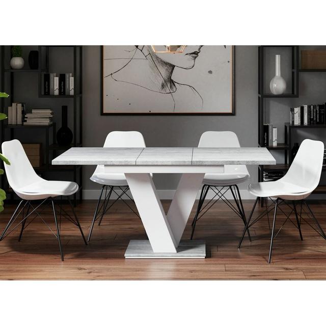 Masiv Extendable Dining Table Ivy Bronx Colour: White/Grey on Productcaster.