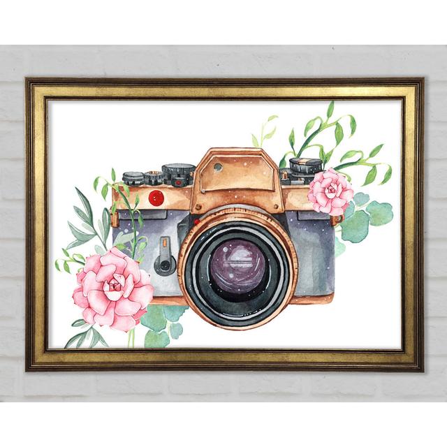 Vintage Camera Floral - Single Picture Frame Art Prints Marlow Home Co. Size: 29.7cm H x 42cm W x 1.5cm D on Productcaster.