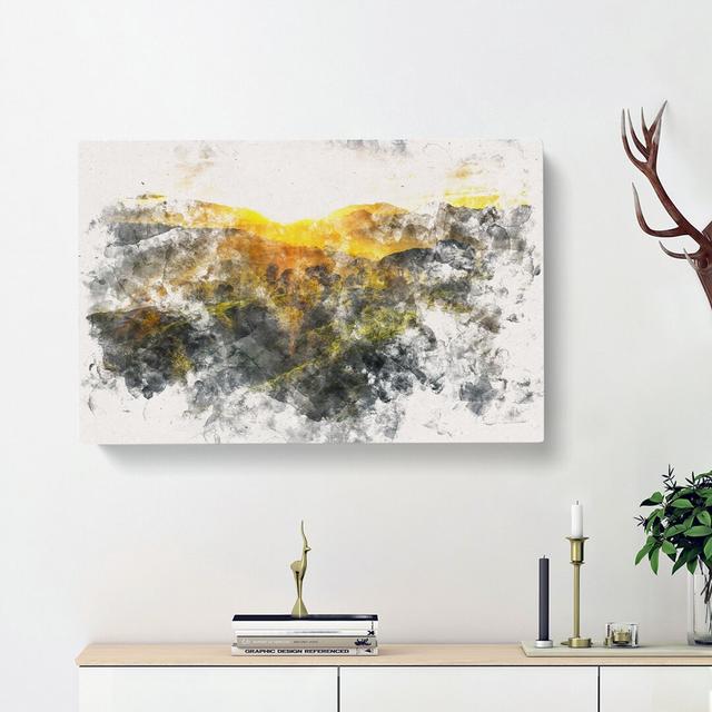 Sunlight over the Countryside Watercolour - Wrapped Canvas Graphic Art Print East Urban Home Size: 60cm H x 91cm W x 3cm D on Productcaster.