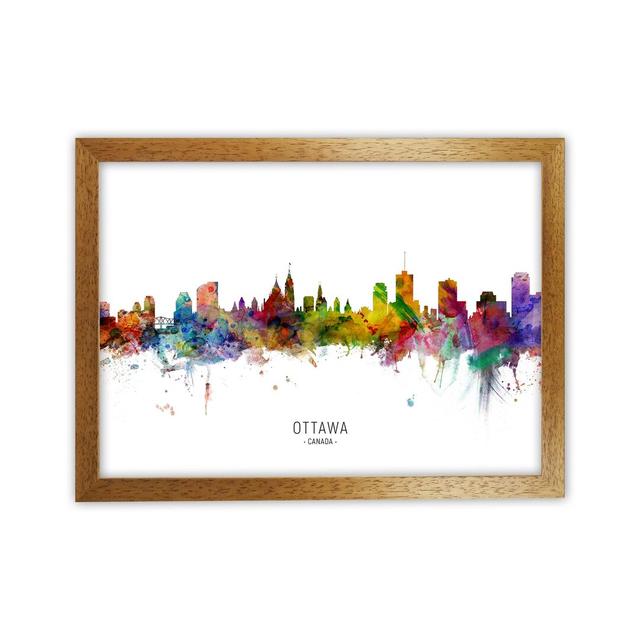 Ottawa Canada Skyline by Michael Tompsett - Graphic Art Print Ebern Designs Format: Brown Framed, Size: 25cm H x 34cm W x 3cm D on Productcaster.