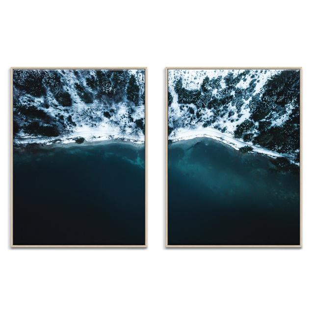 Frozen Hill Side by Artist Lane - 2 Piece Floater Frame Print on Canvas (Set of 2) Ebern Designs Size: 52.5 cm H x 42.5 cm W, Frame Option: Brown on Productcaster.