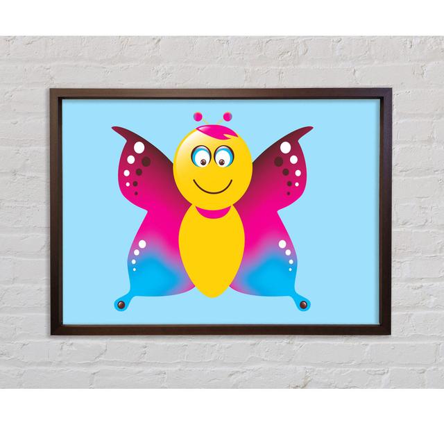 Butterfly Cartoon Face Baby Blue - Single Picture Frame Art Prints on Canvas Bright Star Size: 59.7cm H x 84.1cm W on Productcaster.