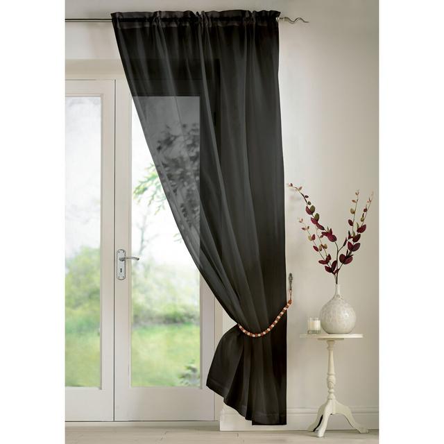 Billerica Polyester Sheer Rod Pocket Curtain Panel Zipcode Design Panel Size: 145 W x 229 D cm, Colour: Black on Productcaster.