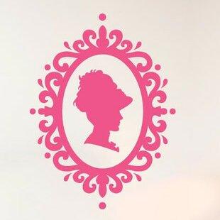 Lady Profile In Art Nouveau Frame Wall Sticker East Urban Home Colour: Pink, Size: Large on Productcaster.