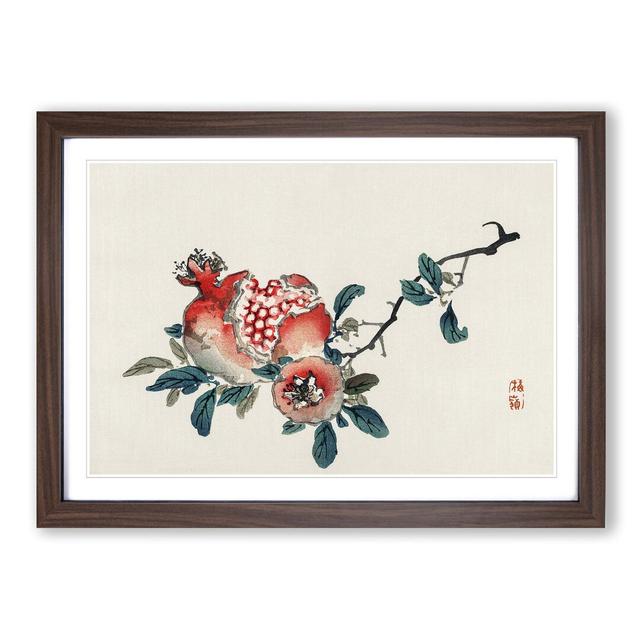 Pomegranate by Kono Bairei - Picture Frame Painting Print East Urban Home Size: 40cm H x 60cm W x 2cm D, Frame Option: Walnut on Productcaster.