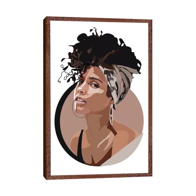 Alicia Keys by Anna Mckay - Print on Canvas Ebern Designs Size: 152.4cm H x 101.6cm W x 3.81cm D, Format: Classic Brown Wood Framed on Productcaster.