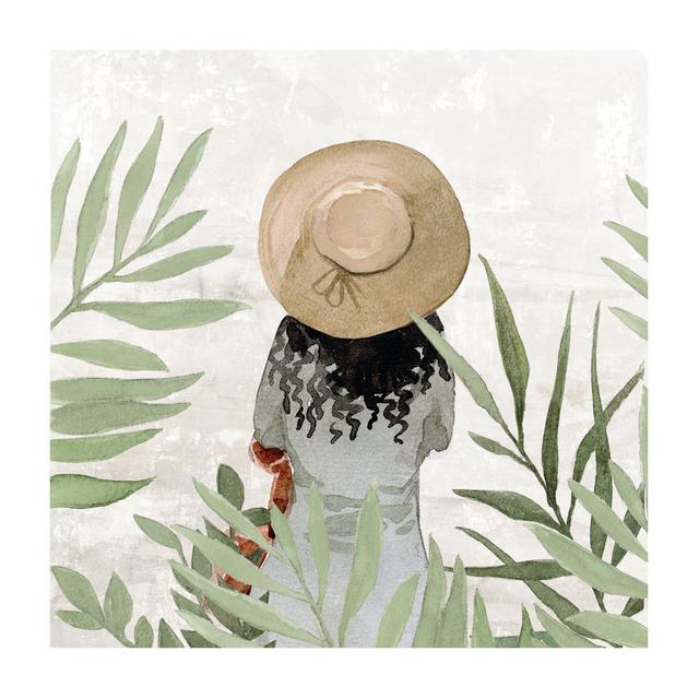 Plant Hat Girl by KaCee Erle - Wrapped Canvas Art Prints Marlow Home Co. Size: 30cm H x 30cm W on Productcaster.