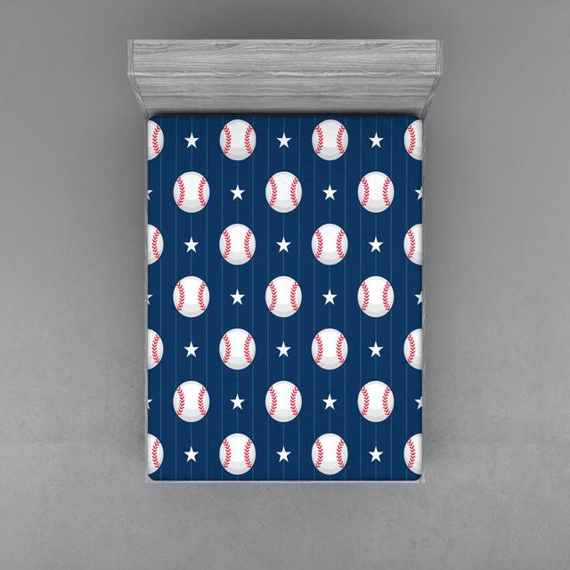 Baseball Stripes Microfibre Jersey Knit Fitted Sheet East Urban Home Size: European Double (140 x 200cm) on Productcaster.