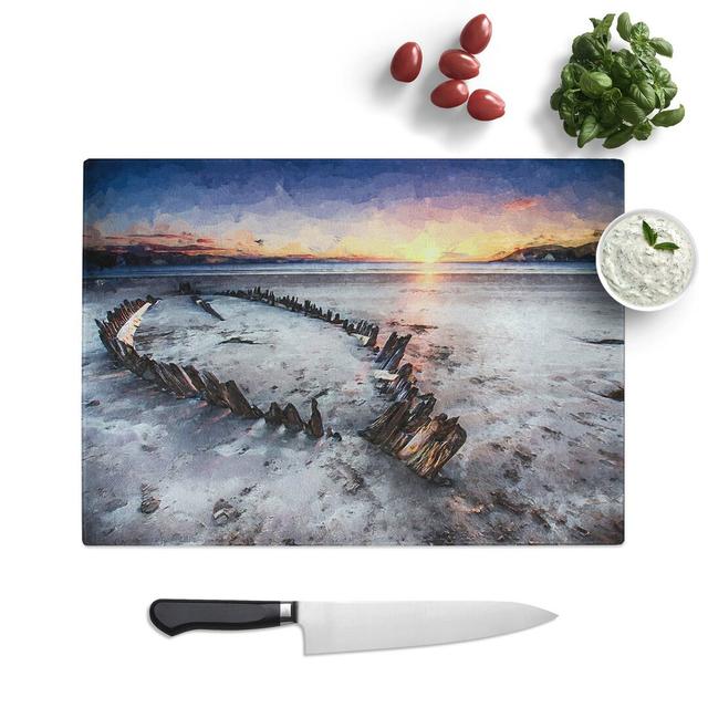 Tempered Glass Shipwreck on Rossbeigh Beach Chopping Board East Urban Home Size: 39 cm W x 28.5 cm L on Productcaster.