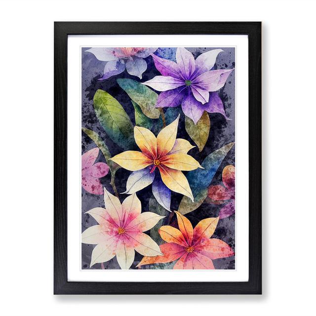 Flowers in Watercolour No.5 - Picture Frame Graphic Art Marlow Home Co. Size: 64cm H x 46cm W x 2cm D, Frame Colour: Black on Productcaster.