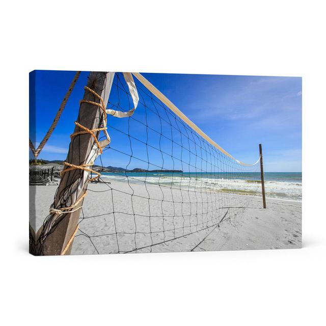 Volleyball Net On A Beach - Floater Frame Print East Urban Home Format: Wrapped Canvas, Colour: Natural, Size: 80cm H x 120cm W on Productcaster.