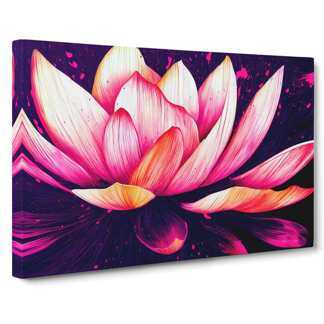 Lotus Flower Paint Splatter (4) - Wrapped Canvas Graphic Art ClassicLiving Size: 50cm H x 76cm W x 3cm D on Productcaster.