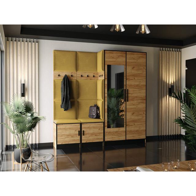 Suzzette 3 Piece Hallway Set Ebern Designs Colour: Oak/Yellow on Productcaster.