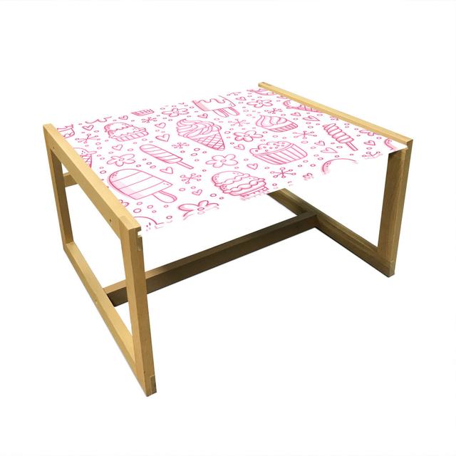 Ice Cream Coffee Table, Girly Summer Desserts Pattern Popsicles Strawberry Flavour Yummy Glaze Cones, Acrylic Glass Center Table With Wooden Frame For on Productcaster.