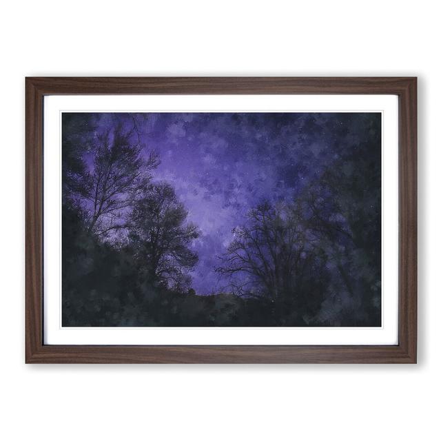 Purple Stars - Picture Frame Painting Print East Urban Home Format: Walnut, Size: 33cm H x 45cm W x 2cm D on Productcaster.