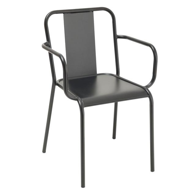 Deancross Stacking Patio Dining Armchair with Cushion Dakota Fields Colour: Black on Productcaster.