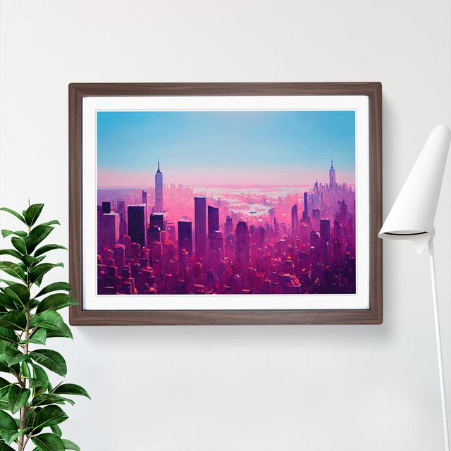 Painted New York Skyline - Picture Frame Painting 17 Stories Size: 34cm H x 46cm W x 2cm D, Format: Walnut Framed on Productcaster.