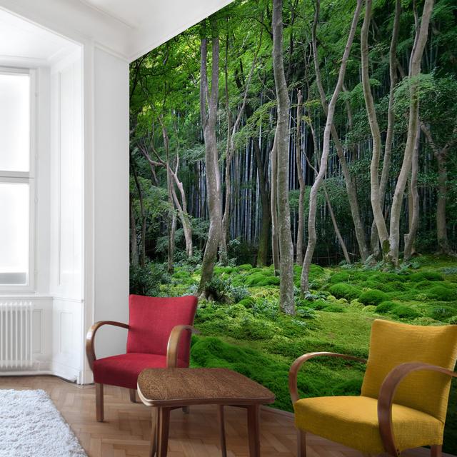 Strukturierte Tapete Japanese Forest East Urban Home Größe: 1,92 m x 192 cm, Materialqualität: Premium (150 g/m²) on Productcaster.