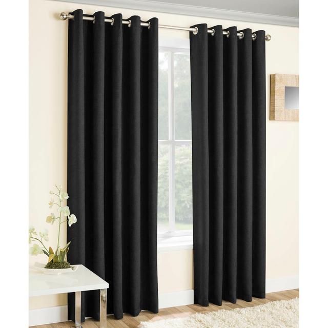 Biller Eyelet Thermal Light Reducing Curtain (Set of 2) Wayfair Basics Panel Size: Width 168 x Drop 229 cm, Colour: Black on Productcaster.