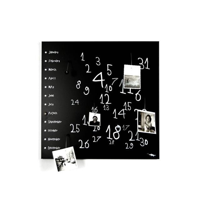 Perpetual Calendar Magnetic Wall Mounted Photo Memo Board Happy Larry Finish: Black on Productcaster.