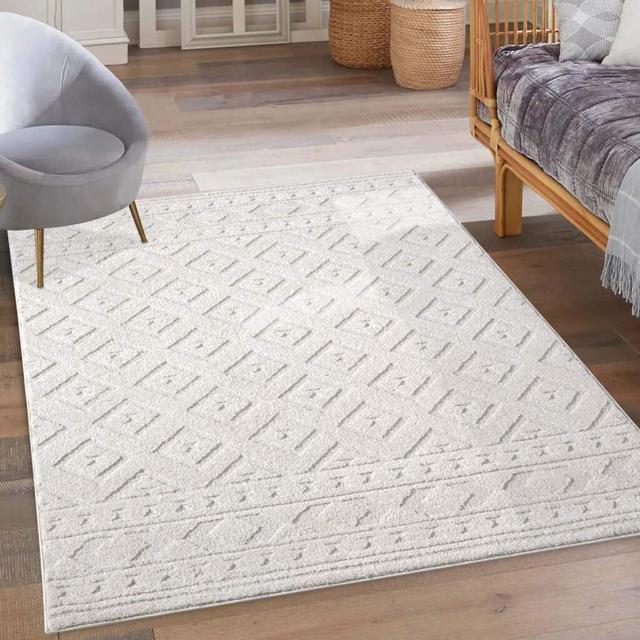 Dollie Machine Woven Cream Area Rug George Oliver Rug Size: Rectangle 140 x 200cm on Productcaster.