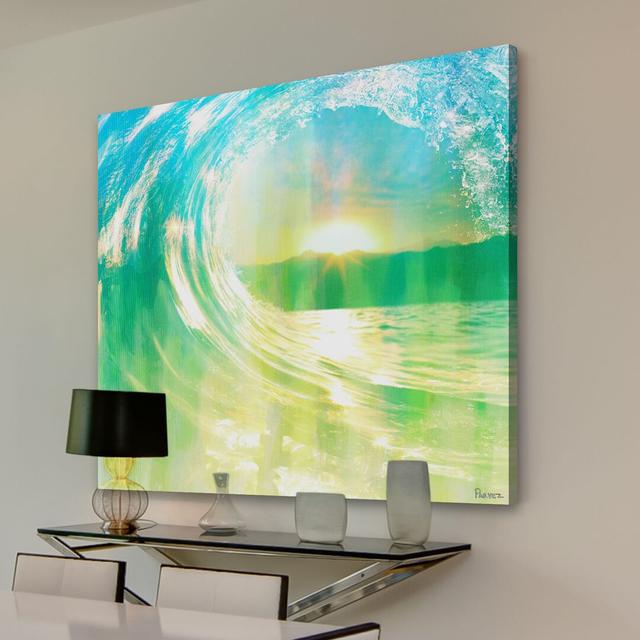 Perfect Waves Graphic Art Wrapped on Canvas East Urban Home Size: 122cm H x 122cm W x 5cm D on Productcaster.