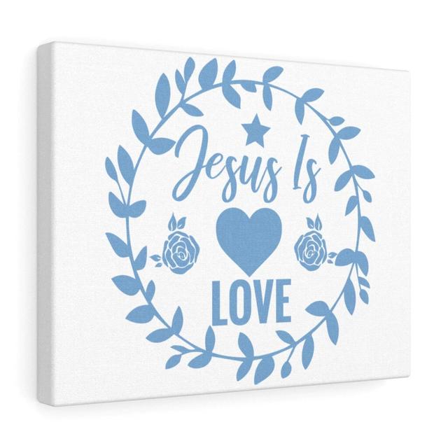 Jesus Is Love - Wrapped Canvas Typography Blue Elephant on Productcaster.