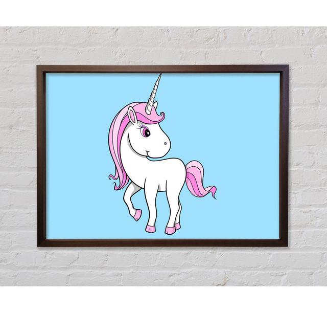 Unicorn Walking Baby Blue - Single Picture Frame Art Prints on Canvas Bright Star Size: 84.1cm H x 118.9cm W x 3.3cm D on Productcaster.